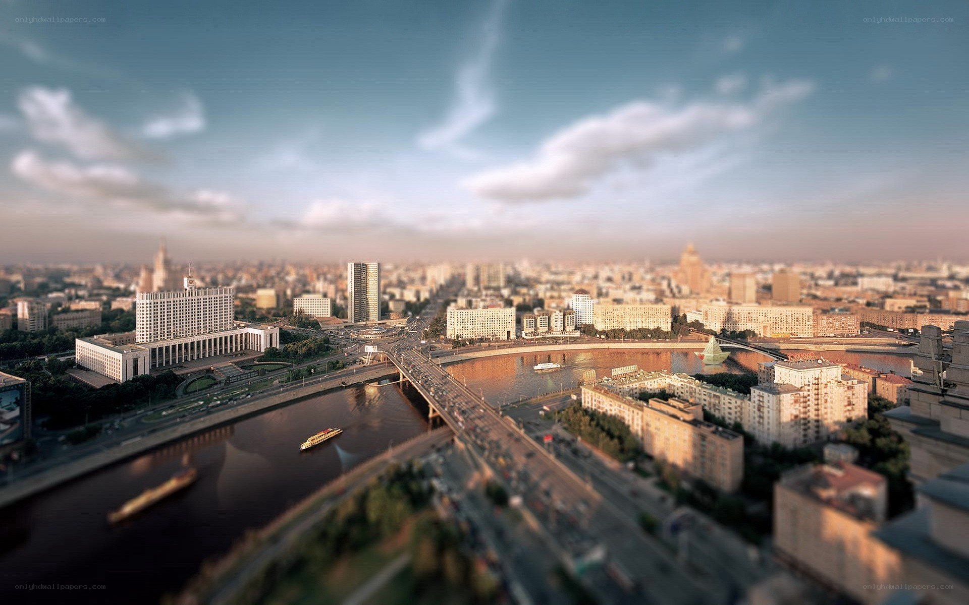 Moscow cityscape with river