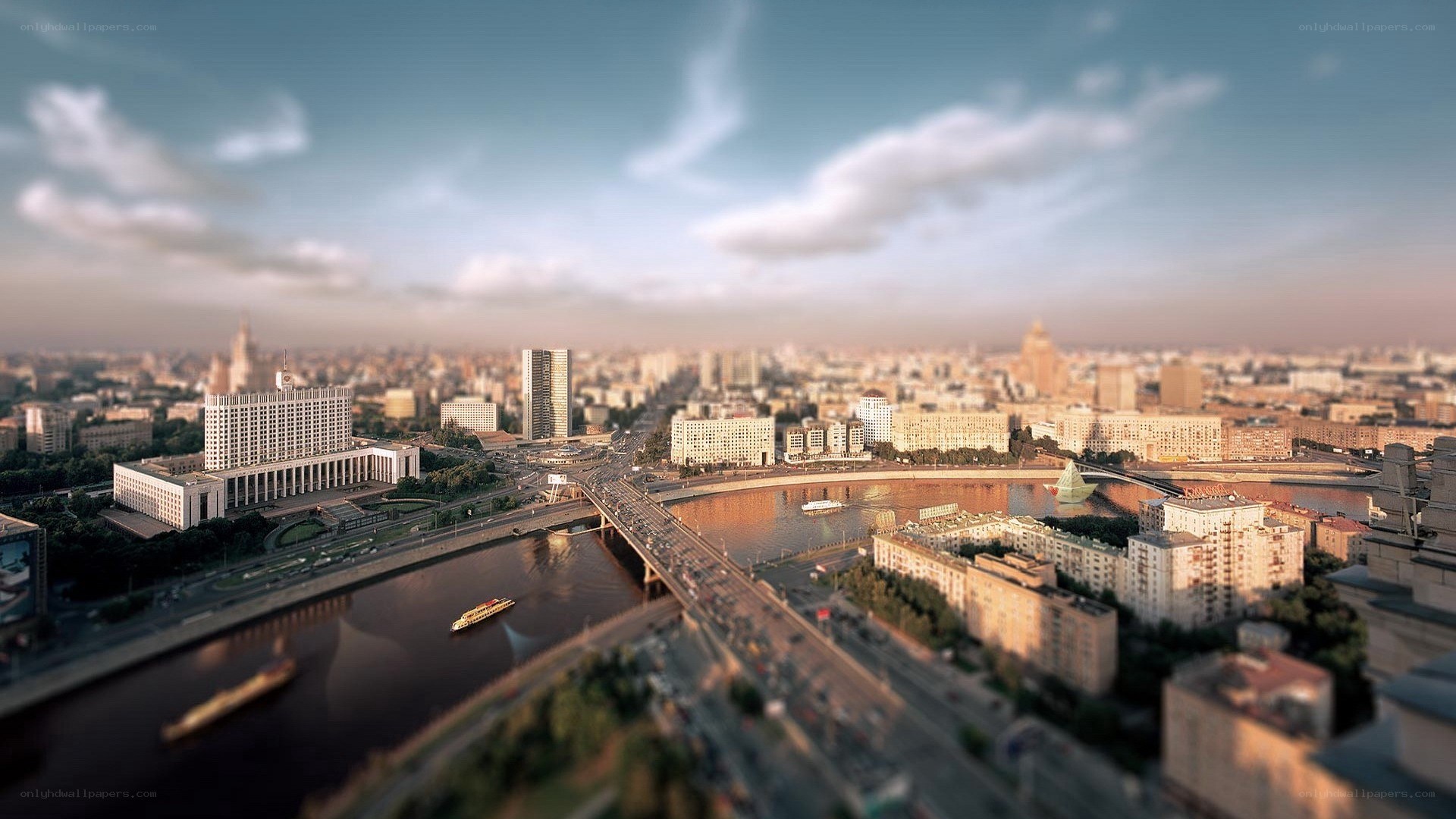 Moscow cityscape with river
