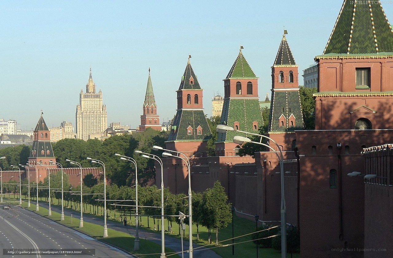 Moscow Kremlin and skyscrapers