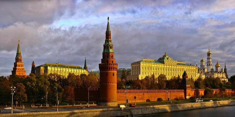 Moscow Kremlin at Sunset — Red, Dramatic