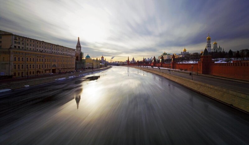 Moscow river at sunset