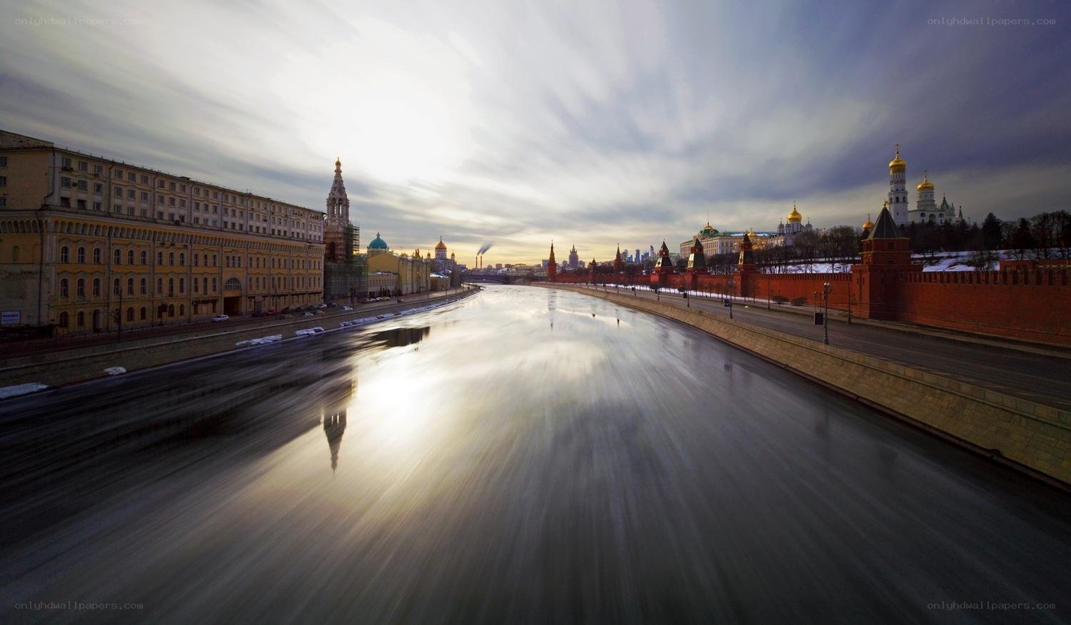 Moscow river at sunset