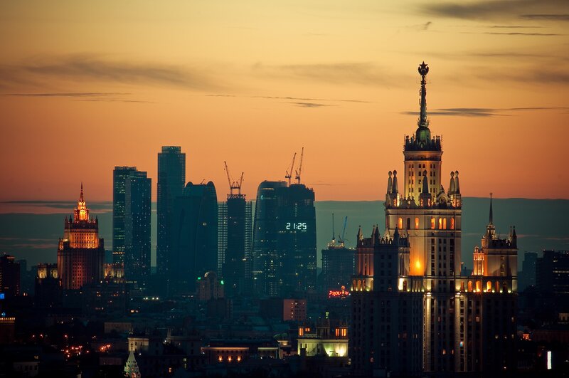 Moscow skyline at dusk