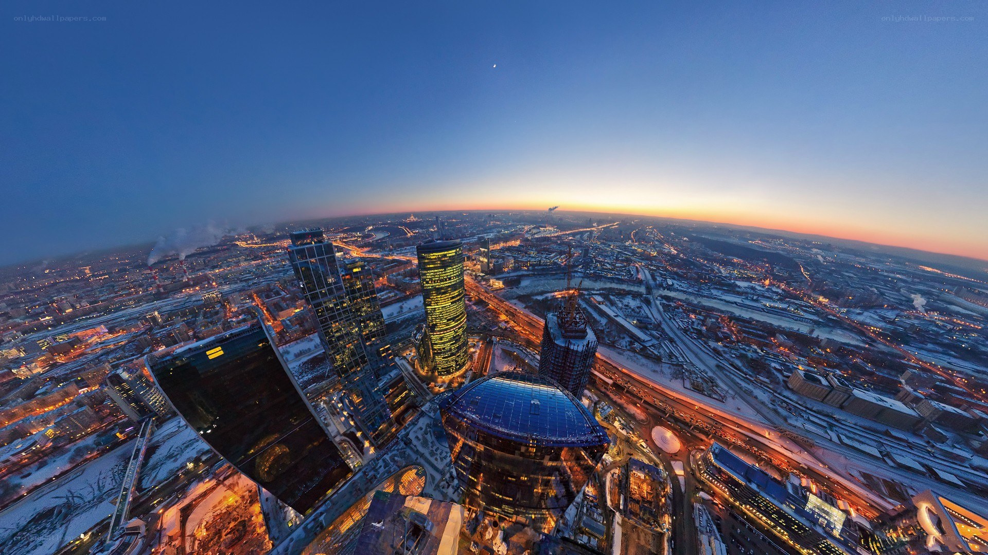 Moscow skyline at dusk