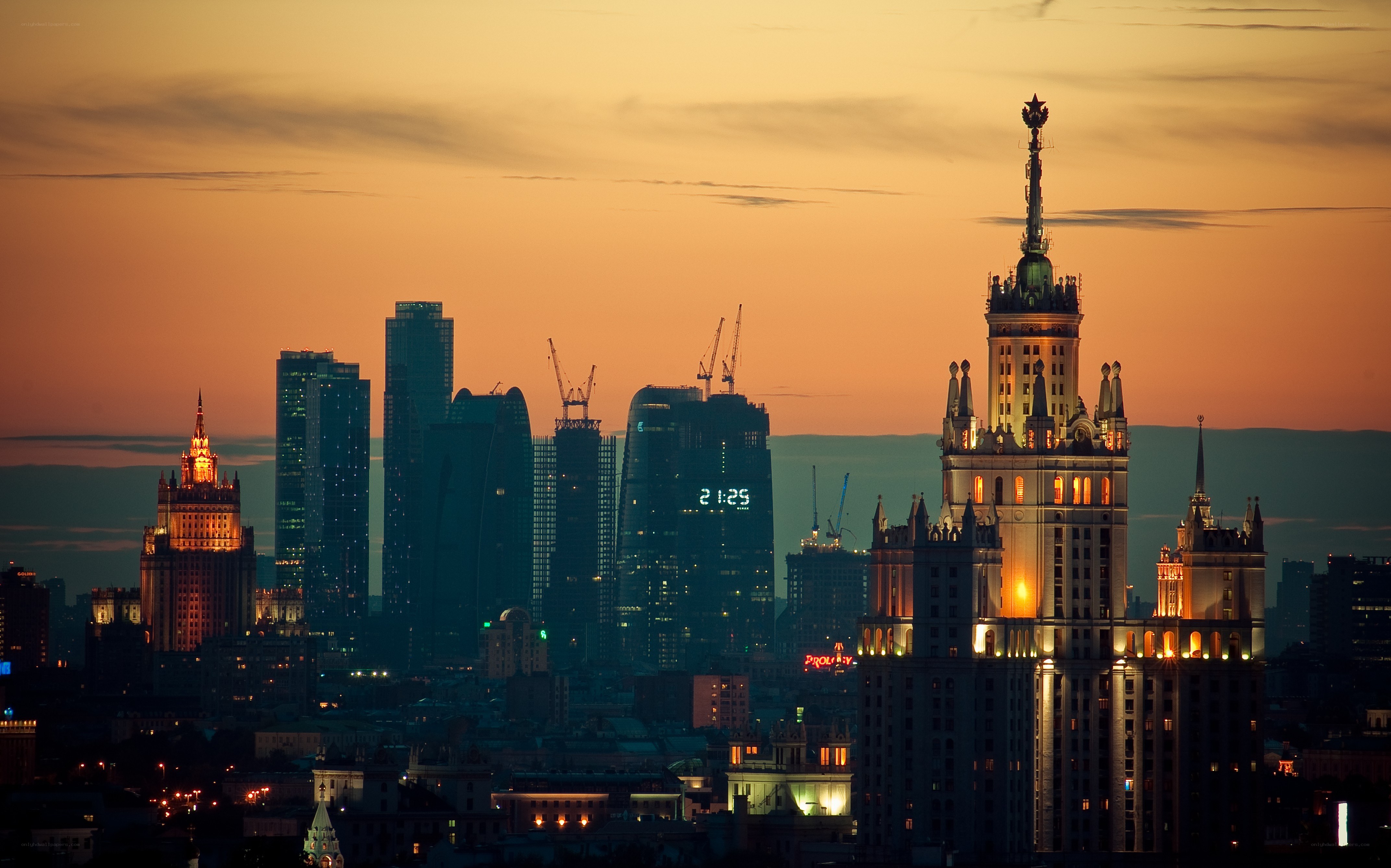 Moscow skyline at dusk