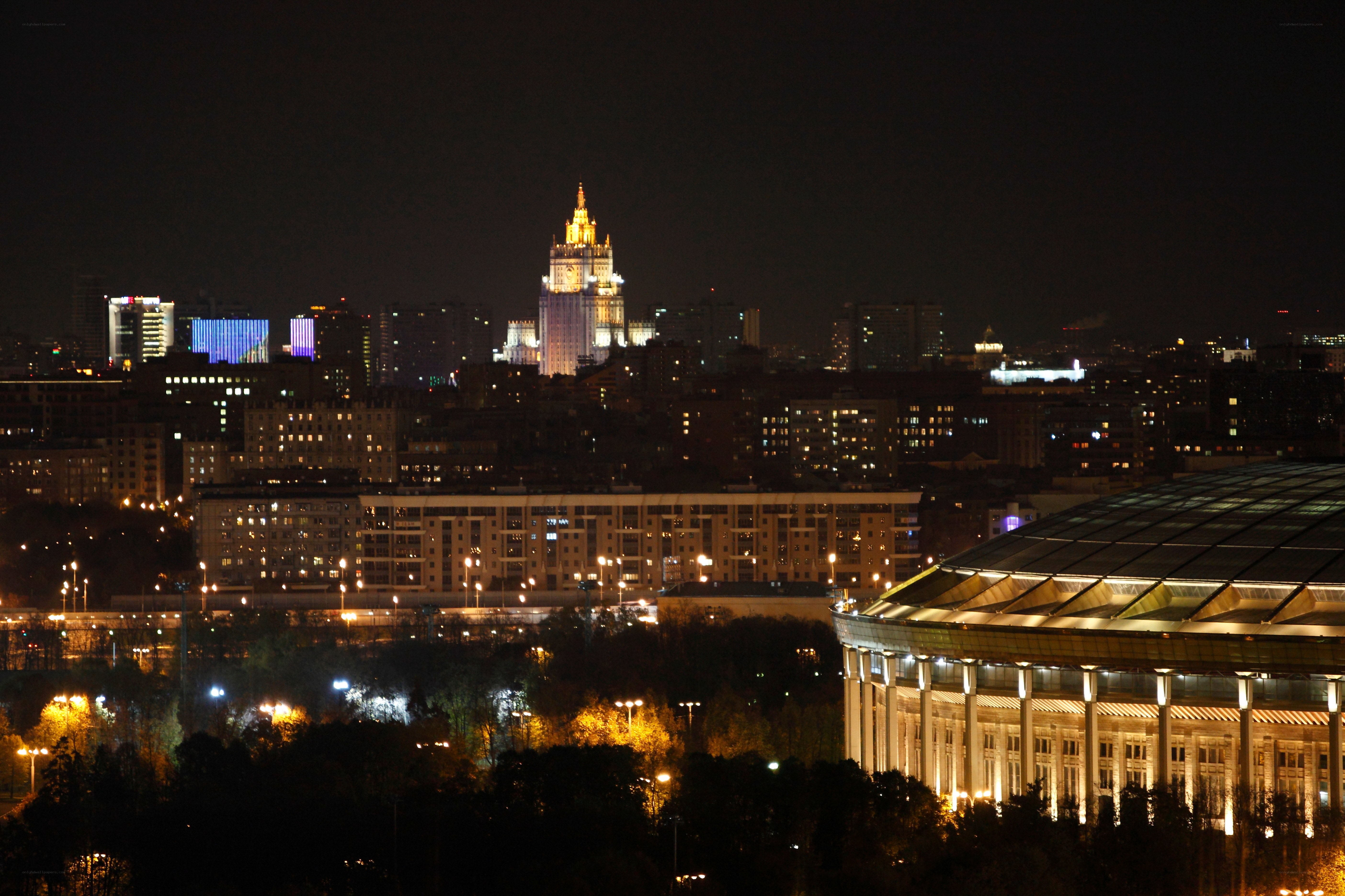 Moscow skyline at night