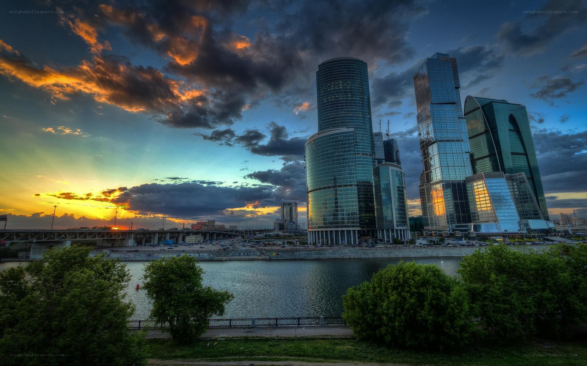 Moscow skyline at sunset