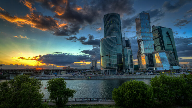Moscow Skyline at Sunset — Blue
