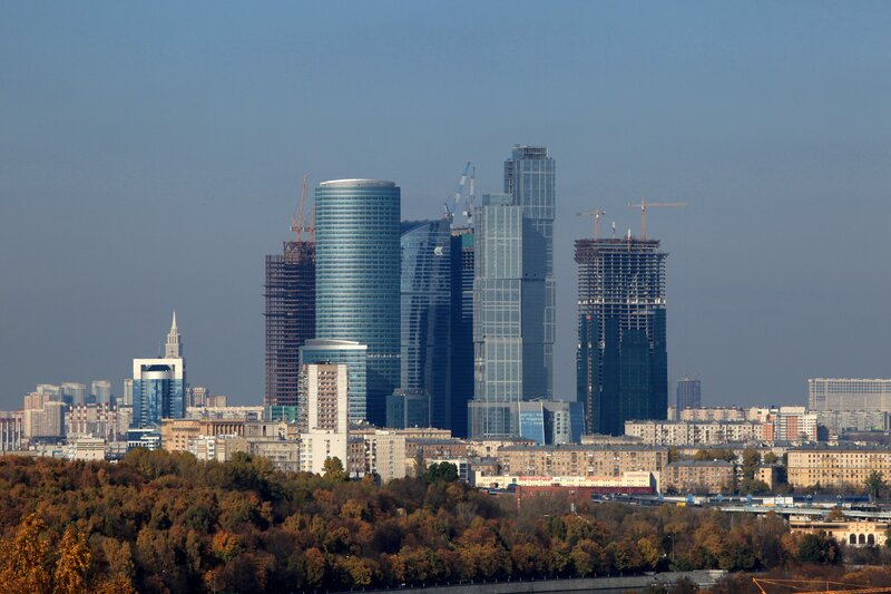 Moscow skyline with skyscrapers