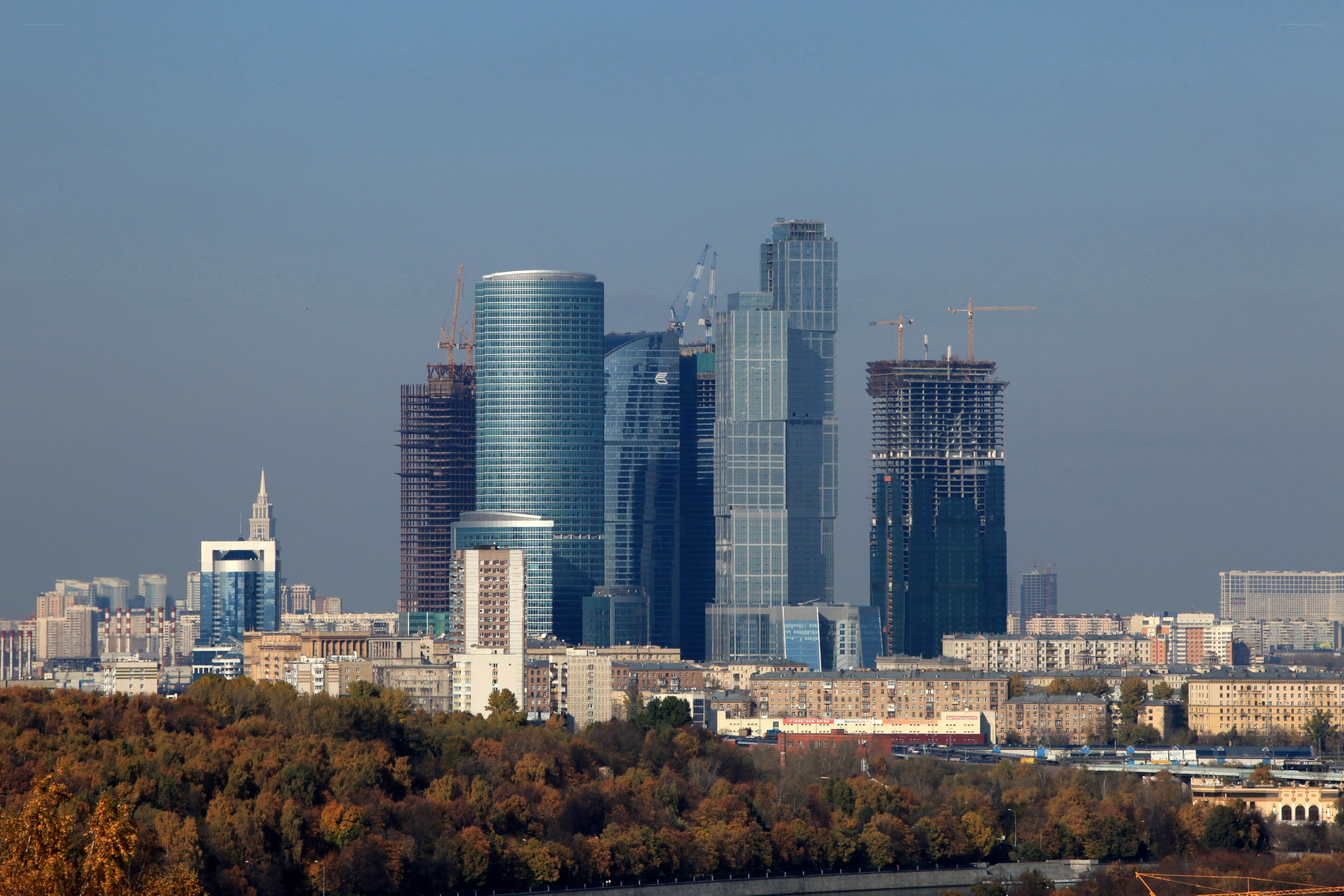 Moscow skyline with skyscrapers
