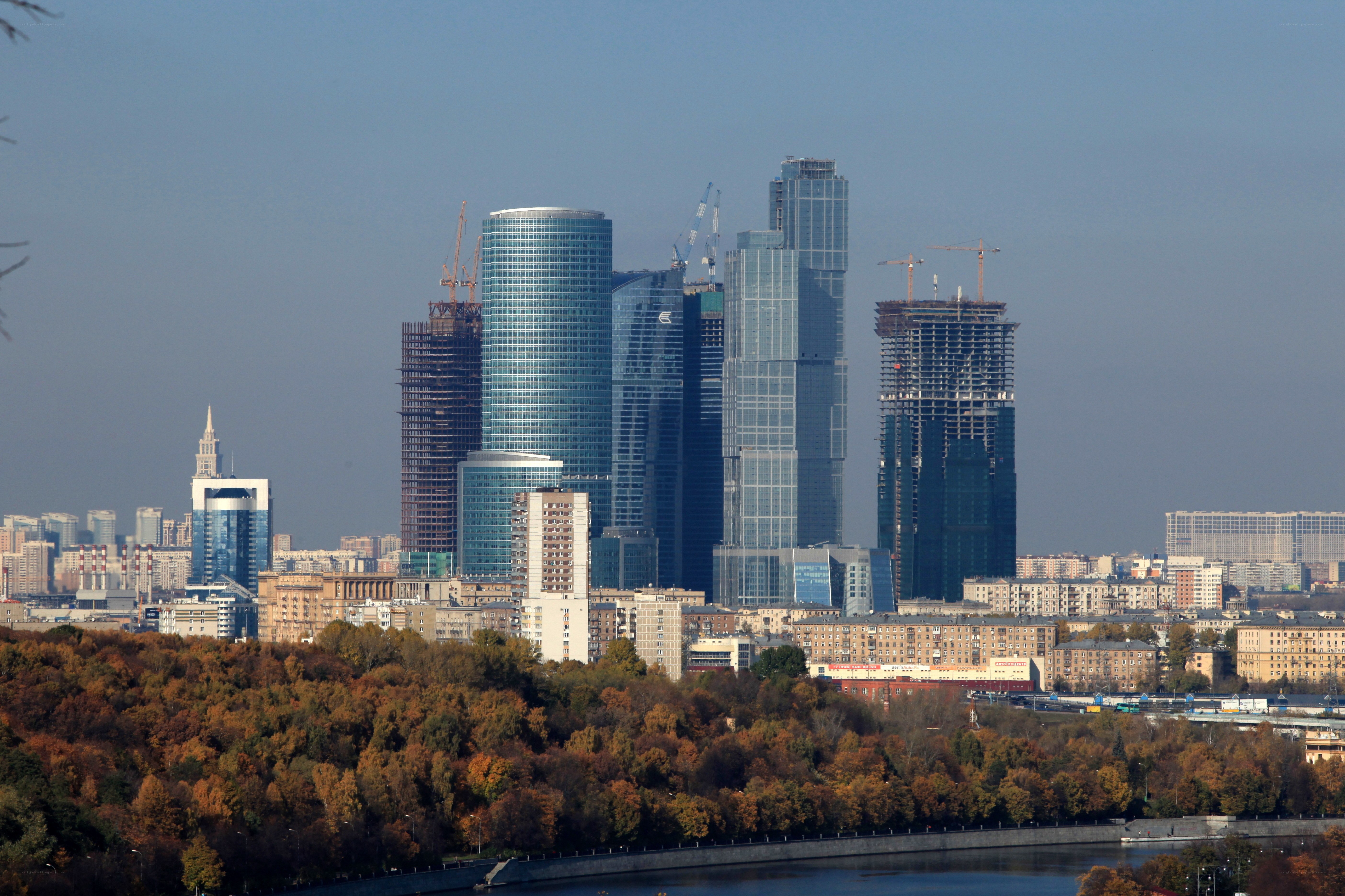 Moscow skyline with skyscrapers