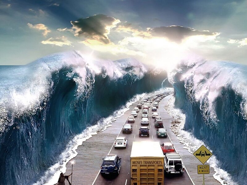 Moses Parting Sea — Blue