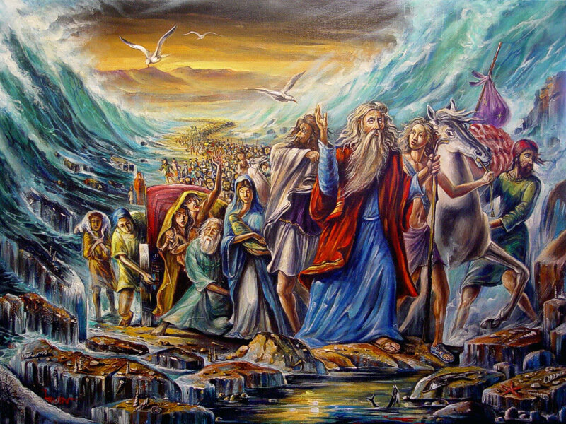 Moses Parting the Red Sea — Blue