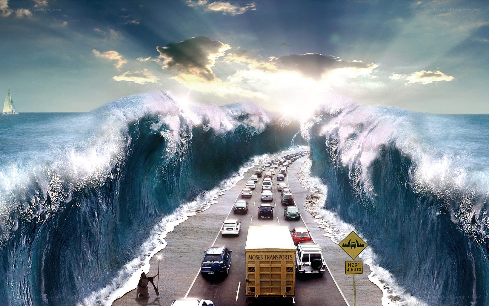 Moses parting the sea