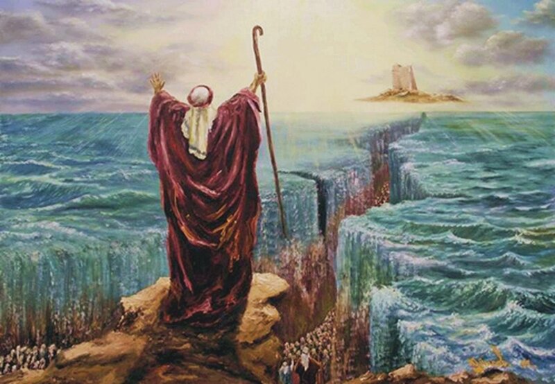 Moses Parting the Sea — Blue, Dramatic