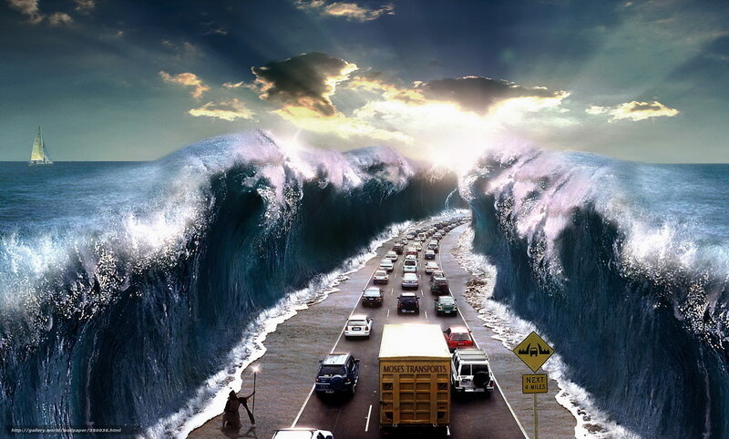 Moses parting the sea