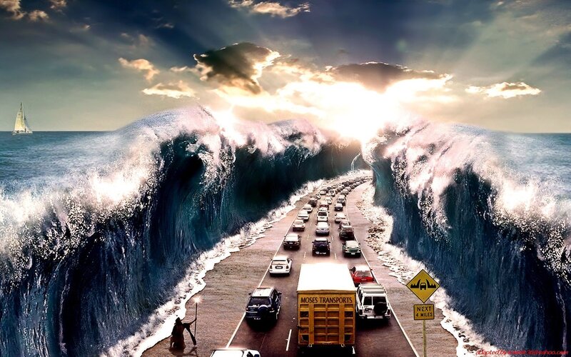 Moses parting the sea with traffic