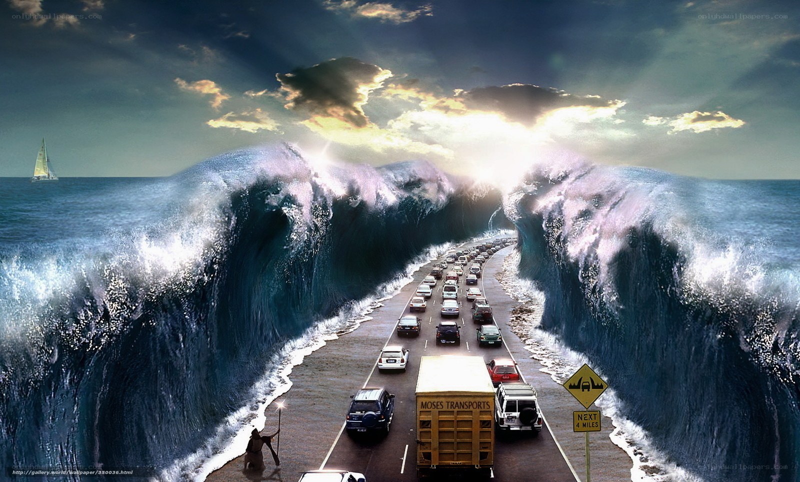Moses parting the sea
