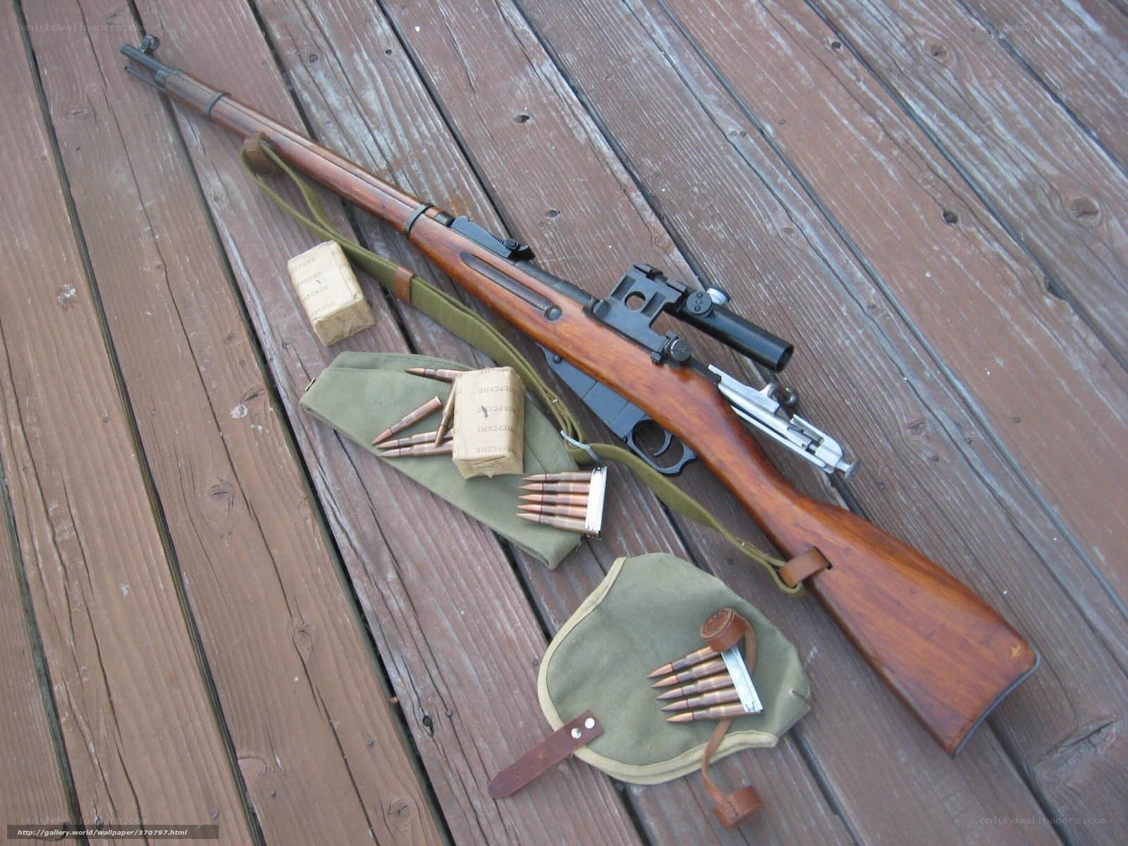 Mosin-Nagant rifle with ammunition