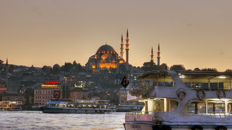 Mosque at Dusk — Orange, Serene