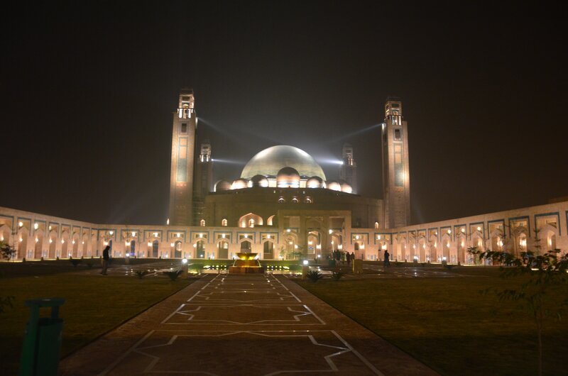 Mosque at Night — Black, Serene, Photograph, Dome
