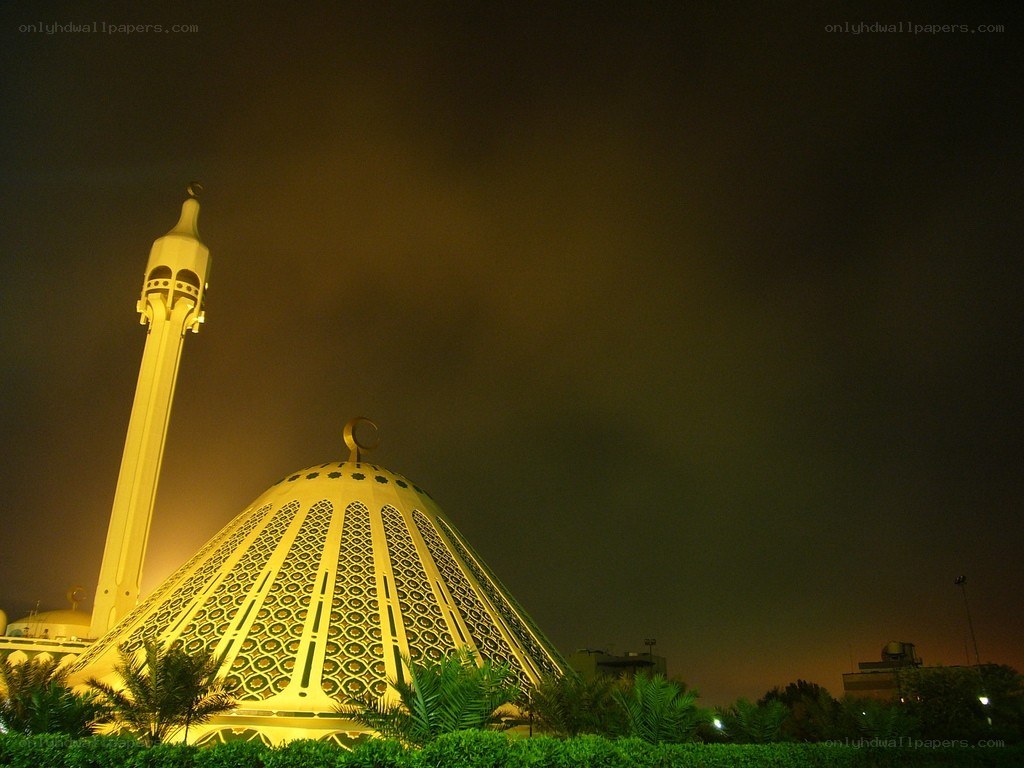 mosque at night with dome