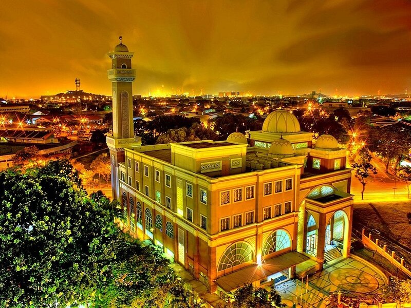 Mosque at Night — Yellow, Serene
