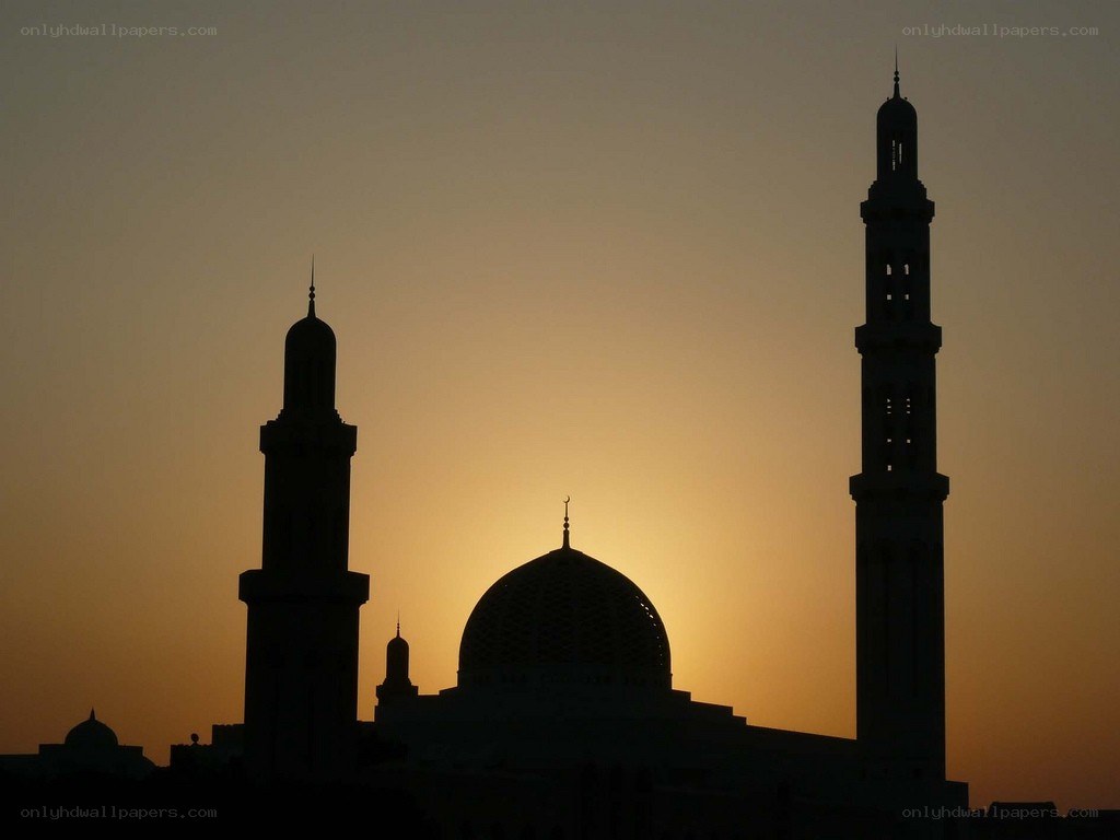 mosque at sunset silhouette