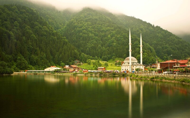 Mosque by Lake — Green
