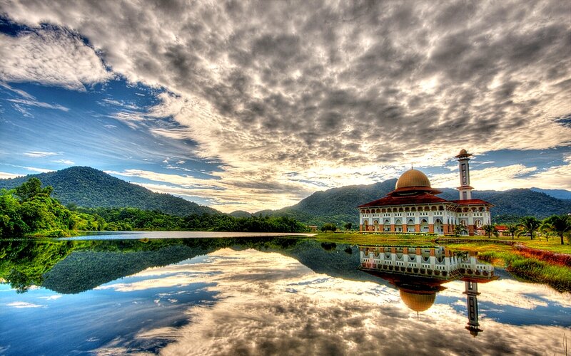 Mosque by Lake