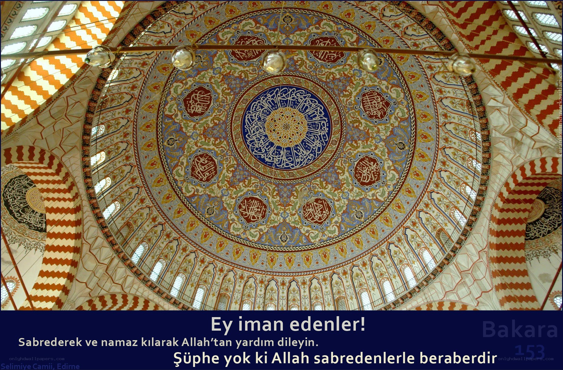 mosque ceiling with calligraphy