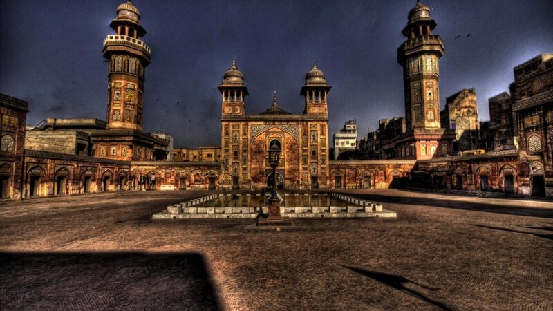 Mosque Courtyard at Dusk — Brown