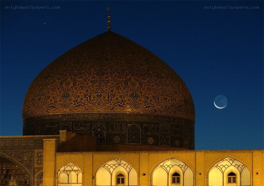 mosque dome under moonlight