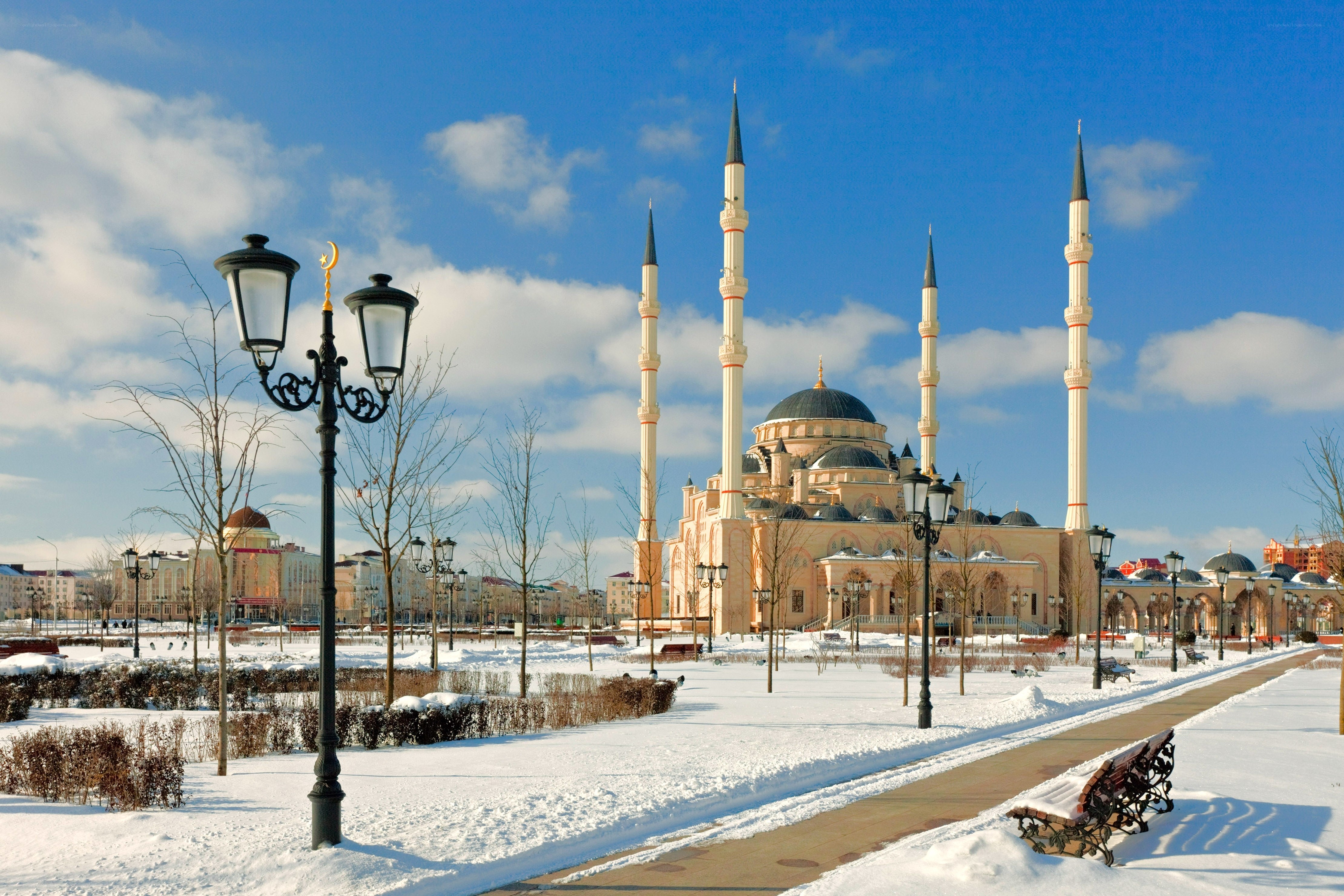 Mosque in snowy park