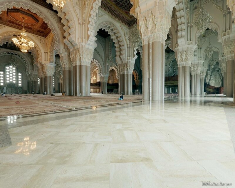 Mosque Interior — White, Serene