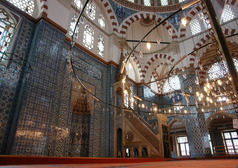 mosque interior with blue tiles