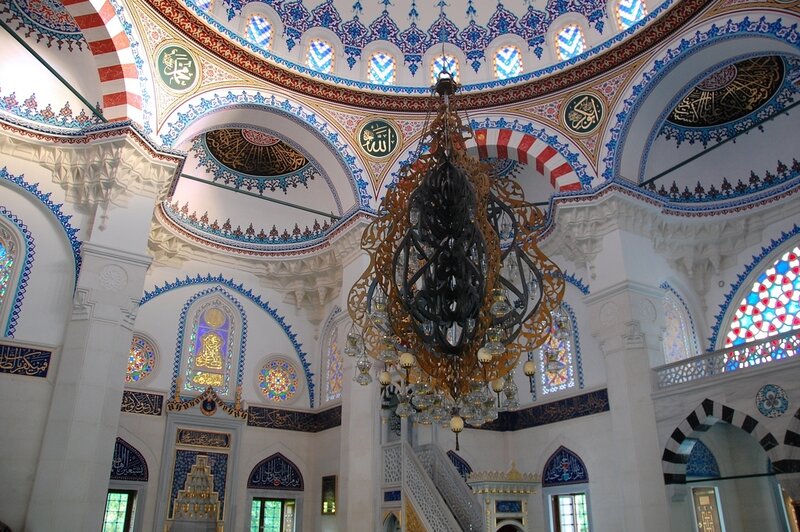 Mosque Interior with Chandelier — White