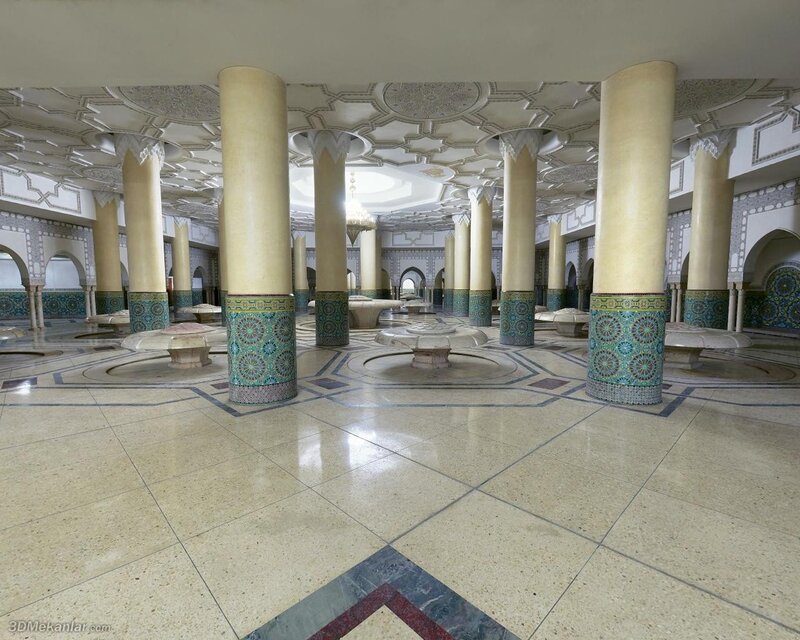 Mosque Interior with Columns — Beige