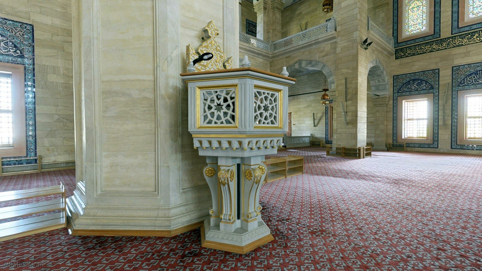 Mosque interior with pulpit