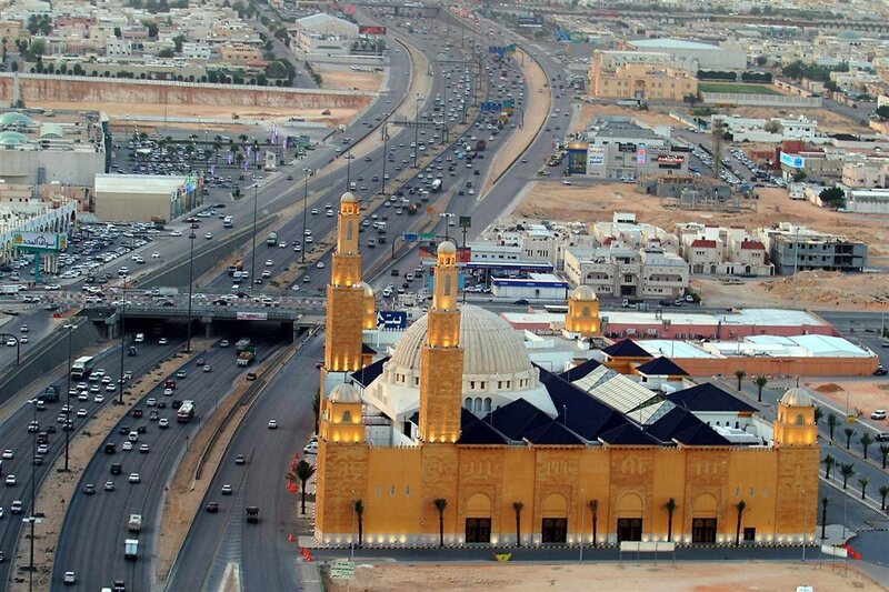 Mosque near highway in Saudi Arabia