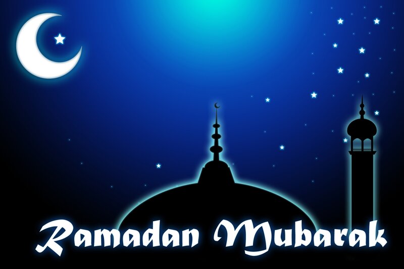 Mosque Silhouette at Night — Blue