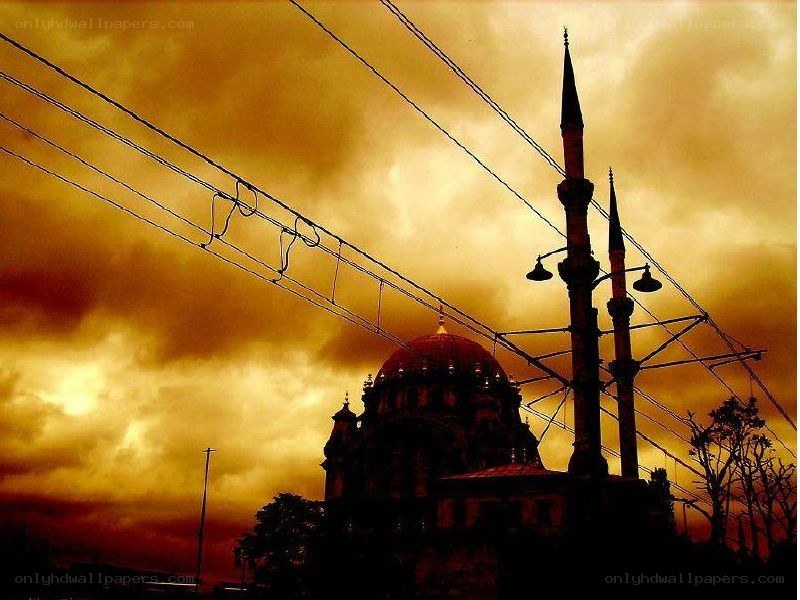 Mosque silhouette at sunset