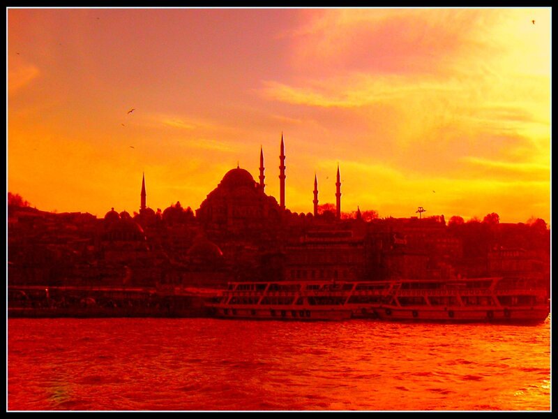 Mosque Silhouette at Sunset — Orange