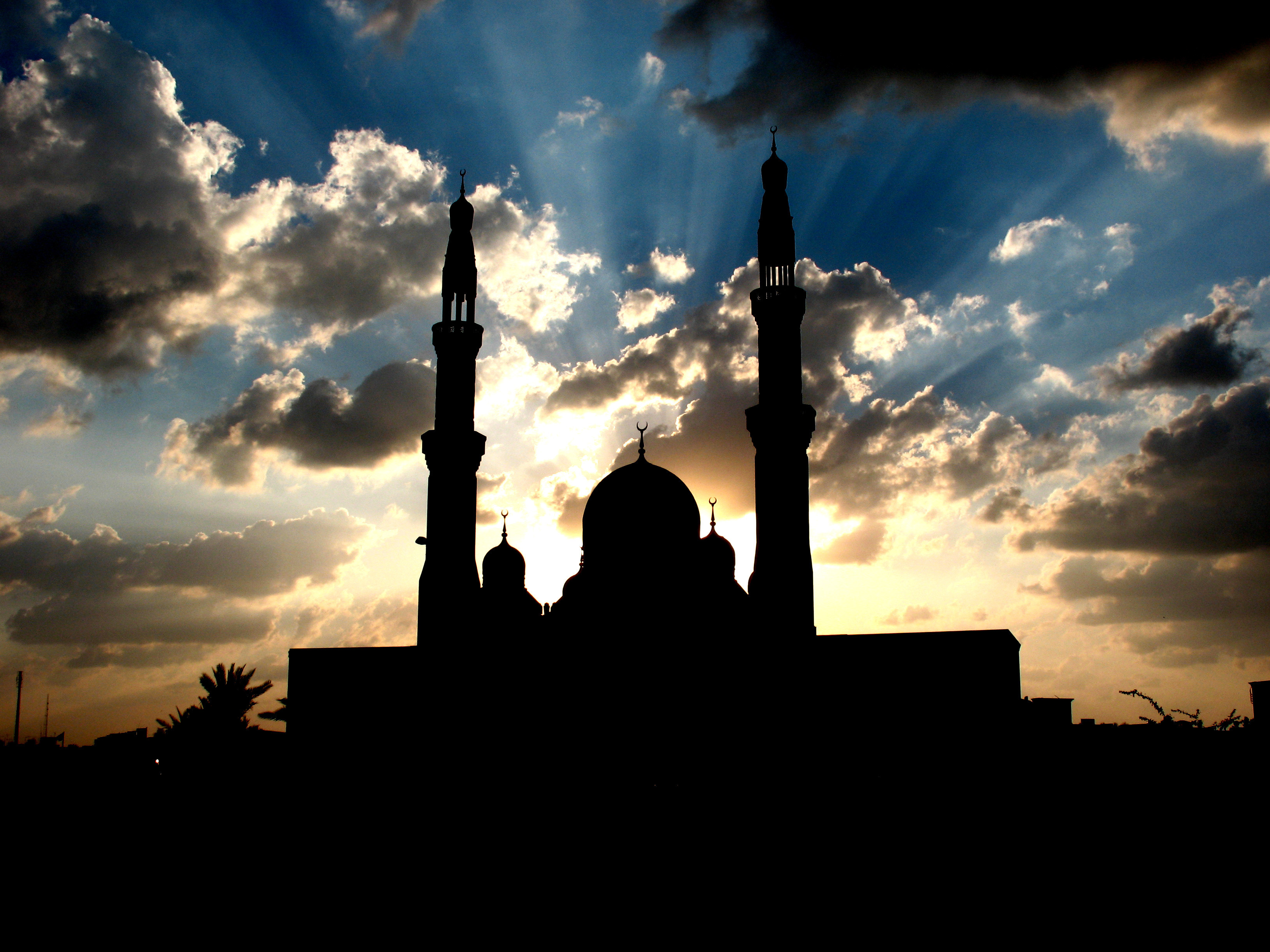 Mosque silhouette at sunset