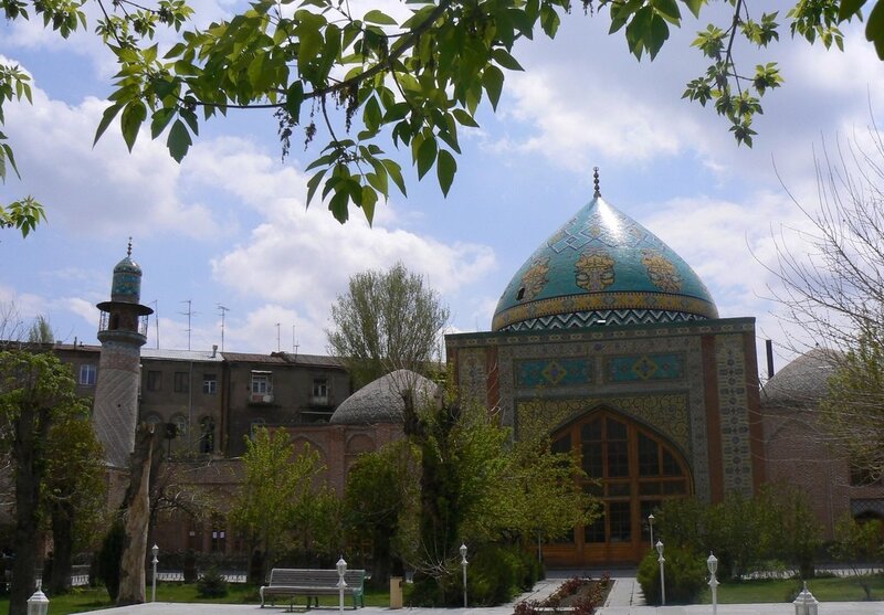 mosque with blue dome