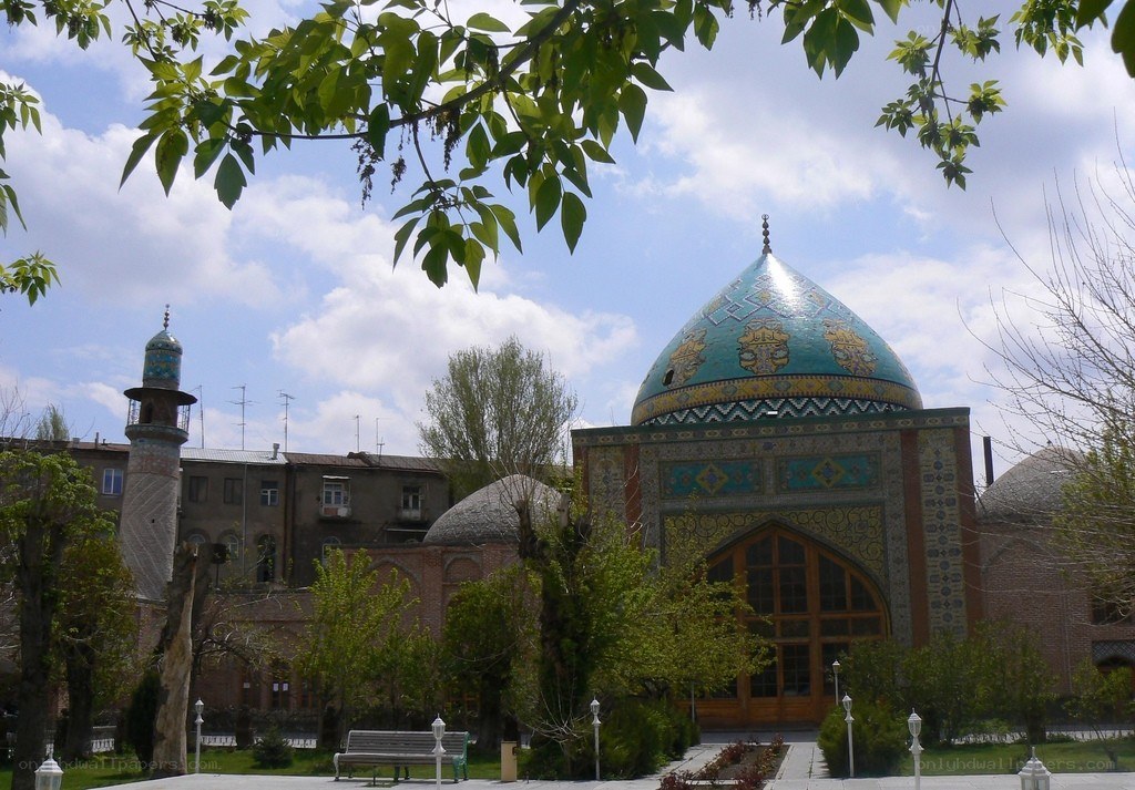 mosque with blue dome
