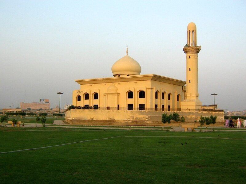 mosque with dome and minaret
