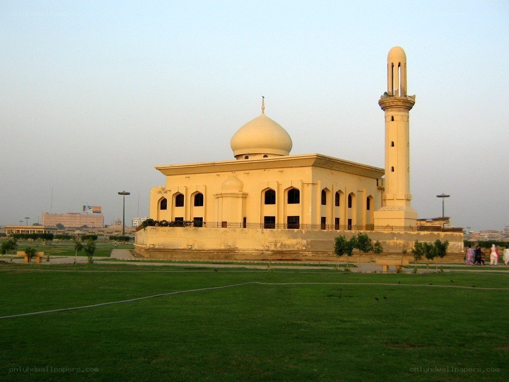mosque with dome and minaret