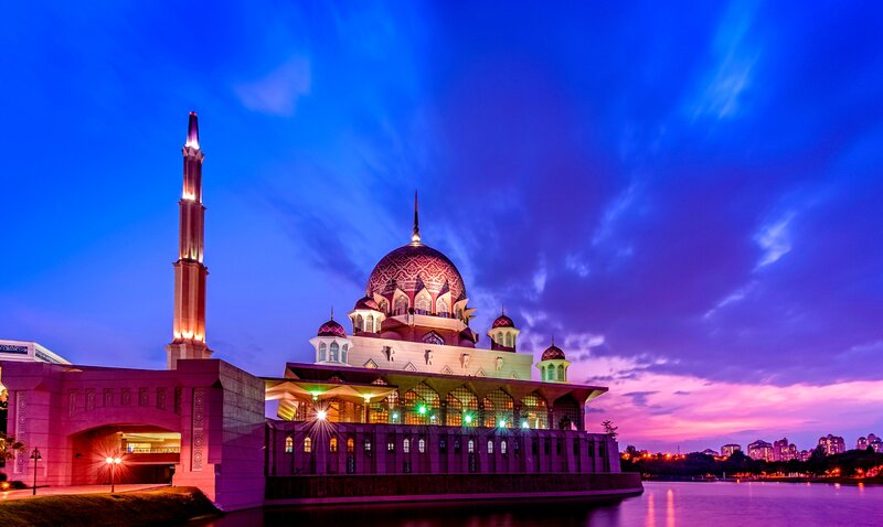 Mosque with Dome and Minaret — Blue