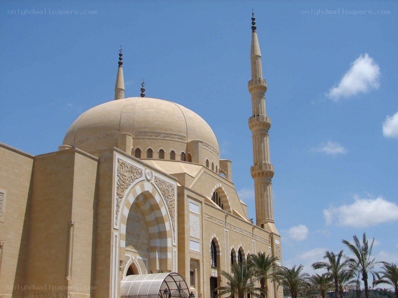 mosque with dome and minaret